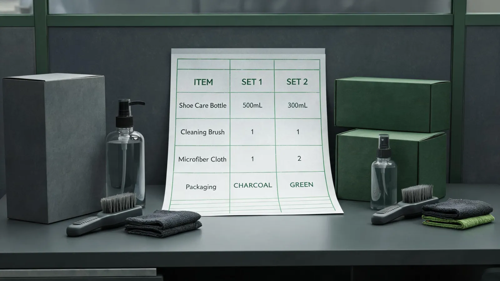 Wholesale shoe care supplier response comparison matrix