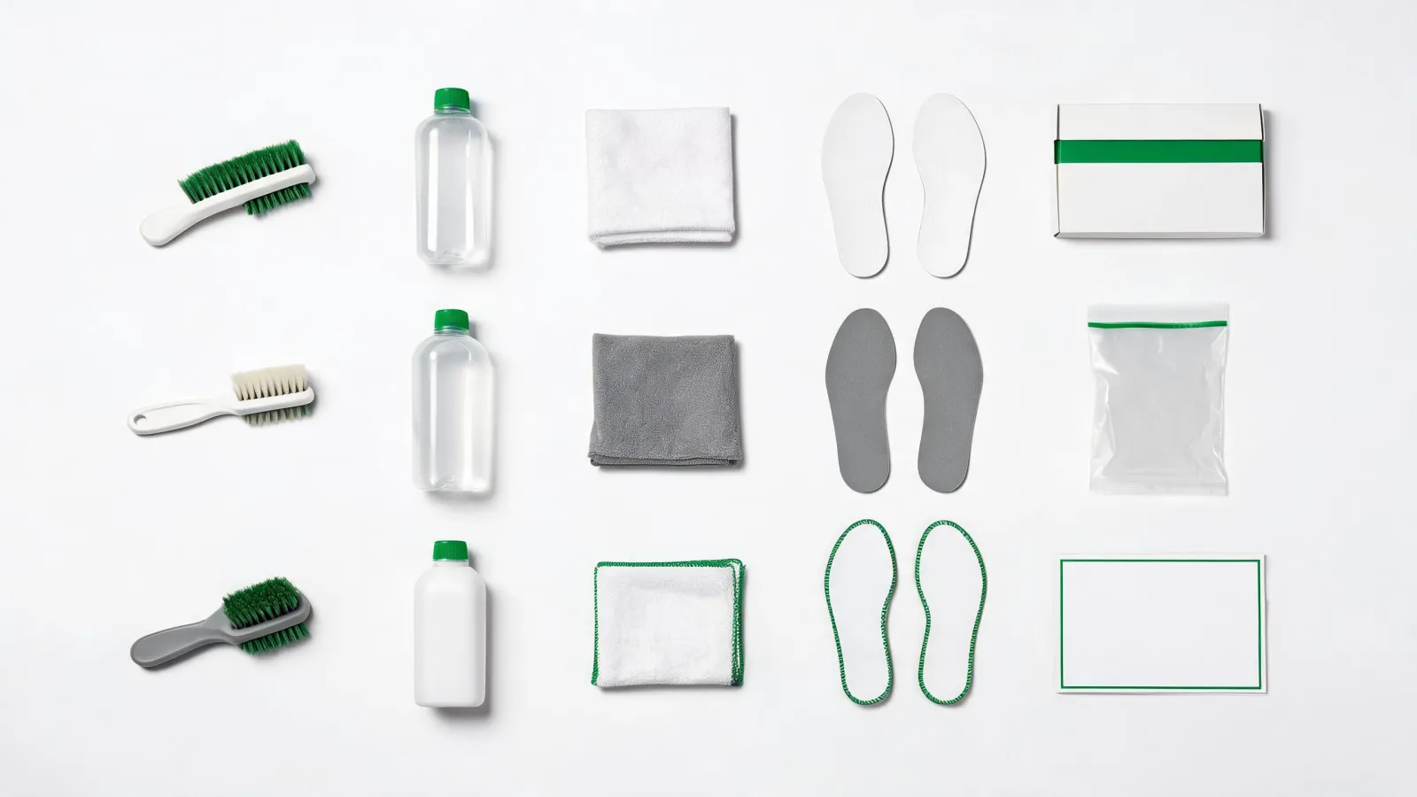 Wholesale shoe care product kits arranged for specification review